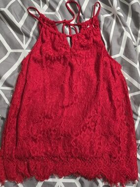 No Boundaries Red Lace Halter Camisole